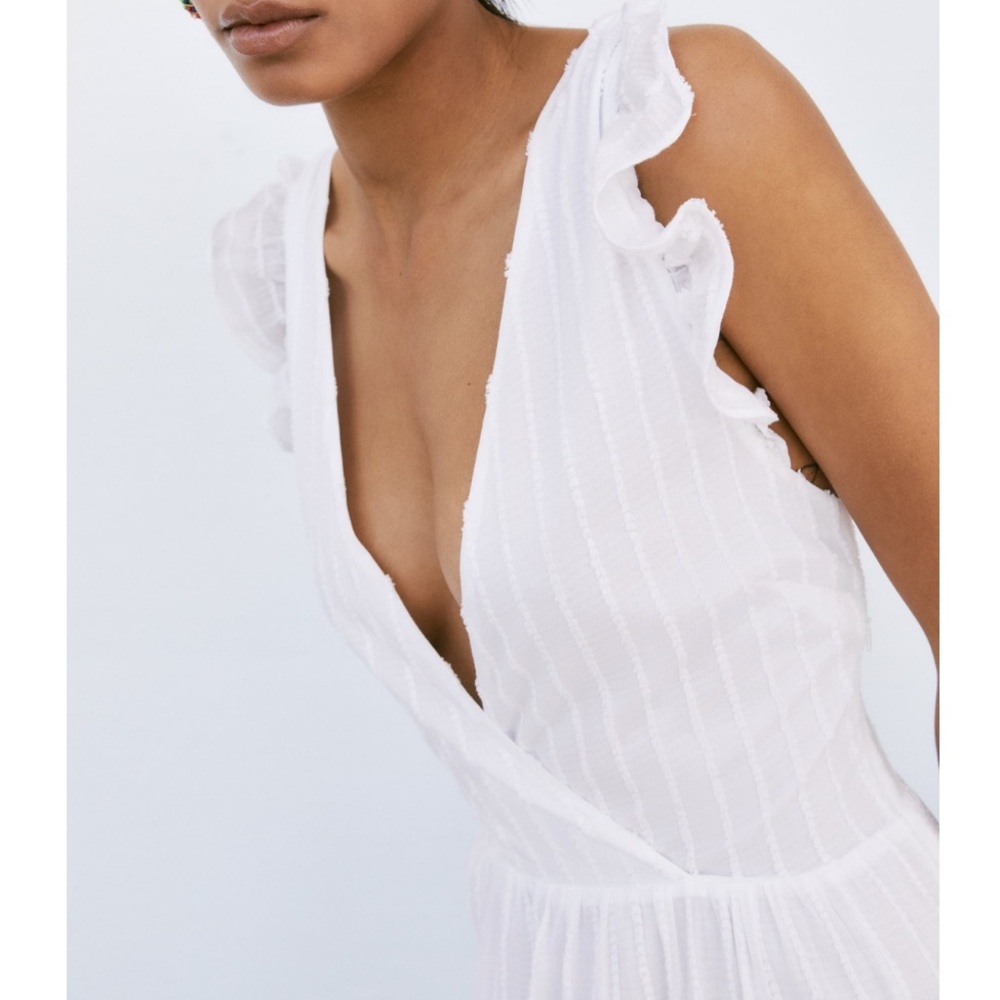 Zara XS White Midi Dress 3666/152 - Picture 2 of 6